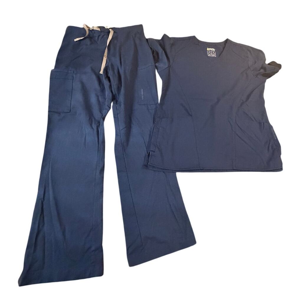 WonderWink PRO Scrub Set Womens Small Petite Navy Blue Top Pants Medical Uniform